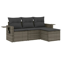 vidaXL Salon de jardin 4 pcs avec coussins gris résine tressée