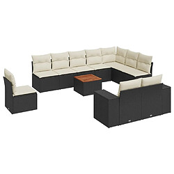 Maison Chic Salon de jardin 11 pcs avec coussins, Ensemble Tables et chaises d'extérieur noir résine tressée -GKD132431