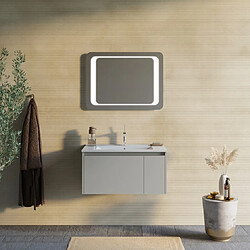 Kiamami Valentina SABLE MAT ARMOIRE DE TOILETTE MURALE 80CM AVEC MIROIR 80X60 LED | MONACO