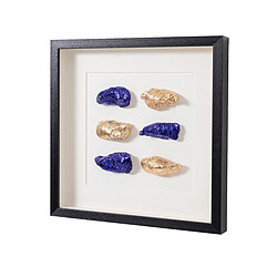 Acheter Pegane Tableau vitrine à huîtres coloris bleu, doré avec cadre en bois noir - Longueur 50 x Profondeur 5 x Hauteur 50 cm