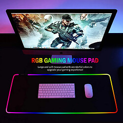 Tapis de souris de jeu RVB - Tapis de souris LED grand et allongé, 14 modes d'éclairage, 2 luminosités, base en caoutchouc antidérapante, tapis de souris avec revêtement imperméable