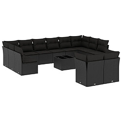 Maison Chic Salon de jardin avec coussins 13 pcs | Ensemble de Table et chaises | Mobilier d'Extérieur noir résine tressée -GKD87959