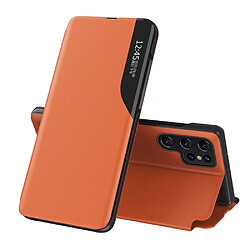 Coque en TPU + PU léger et mince orange pour votre Samsung Galaxy S22 Ultra