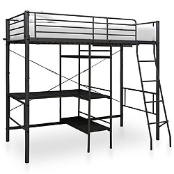 vidaXL Lit superposé avec table sans matelas noir métal 90x200 cm