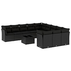 Maison Chic Salon de jardin 12 pcs avec coussins | Ensemble de Table et chaises | Mobilier d'Extérieur noir résine tressée -GKD30045