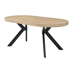 Avis Vente-Unique Table à manger 6 personnes en MDF et acier - Naturel clair et Noir - KOMONI