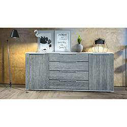 Mpc Buffet Blanc Et Anthracite (lxhxp) : 166,5 X 72,5 X 35 Cm