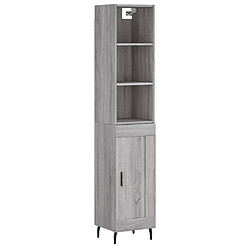 vidaXL Buffet haut Sonoma gris 34,5x34x180 cm Bois d'ingénierie