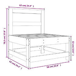 vidaXL Canapé central de jardin bois de pin massif pas cher