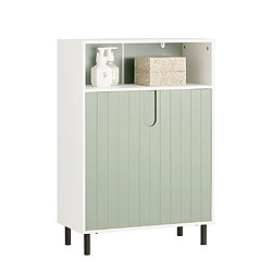 SoBuy BZR138-GR Meuble Bas de Salle de Bain Placard Armoire Toilette avec 1 Compartiment Ouvert, 2 Portes