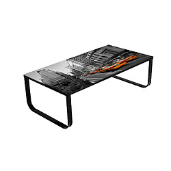 Vivenla Table basse vintage gris en verre trempé sécurit L. 105 x D. 55 x H. 32 cm Collection Beekhuis