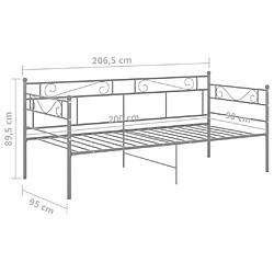 vidaXL Cadre de canapé-lit sans matelas gris métal 90x200 cm pas cher