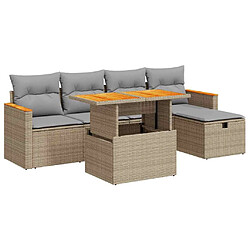 vidaXL Salon de jardin avec coussins 6 pcs beige résine tressée