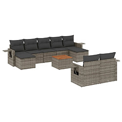 Maison Chic Salon de jardin avec coussins 10 pcs, Ensemble Tables et chaises de jardin, gris résine tressée -GKD212468