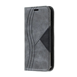 Wewoo Housse Coque Pour iPhone XR Splicing Color Magnetic Hem Étui à rabat horizontal en cuir avec support et fentes cartes Gris