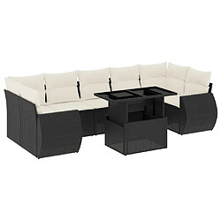 vidaXL Salon de jardin 8 pcs avec coussins noir résine tressée