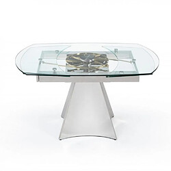 Inside 75 Table de repas extensible WATCH plateau verre transparent piétement métal chromé