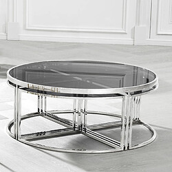 Acheter Vivenla Table basse design plateau en verre avec piètement en acier inoxydable argenté collection ELENA L. 100 x P. 100 x H. 45 cm