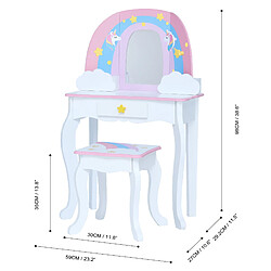 Acheter Fantasy Fields Par Teamson Kids Coiffeuse Enfant Table De Maquillage Arc-En-Ciel & Licorne Avec Miroir, Rangement Intégré Et Tabouret TD-13543F