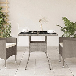 Avis Maison Chic Table de jardin | Table d'extérieur avec dessus en verre gris clair résine tressée -GKD43468