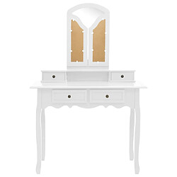 Avis vidaXL Ensemble de coiffeuse et tabouret Blanc 100x40x146 cm Paulownia