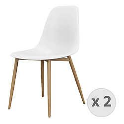 Moloo ESTER-Chaise Coque Blanche et métal chêne (x2)