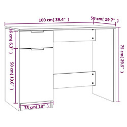 Acheter Helloshop26 Bureau table poste de travail meuble d'ordinateur informatique étude 100 x 50 x 75 cm bois d'ingénierie gris 02_0023825