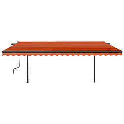 Avis vidaXL Auvent rétractable automatique et poteaux 5x3m Orange et marron