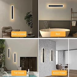 Acheter NETTLIFE Applique Extérieure LED : 50cm Applique Intérieure Longue 10W Applique Mur Noir 3000K Lampe Extérieure Moderne IP65