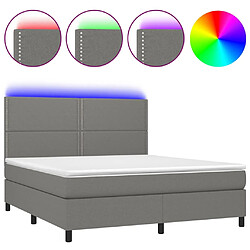 vidaXL Sommier à lattes de lit et matelas et LED Gris foncé 160x200 cm