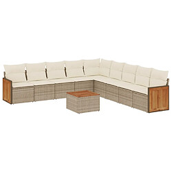 Maison Chic Salon de jardin avec coussins 10 pcs | Ensemble de Table et chaises | Mobilier d'Extérieur beige résine tressée -GKD66277