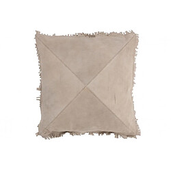 Dansmamaison Coussin Croix Carre Cuir Beige