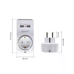 Avis Prise Murale avec 2 Ports USB Ewent EW1225 16A 3680 W