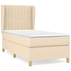 vidaXL Sommier à lattes de lit avec matelas Crème 100x200 cm Tissu