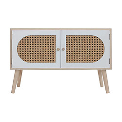 Mobili Rebecca Meuble De Salon Buffet En Bois 2 Portes Blanc Marron Style Scandinave