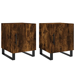 Maison Chic Lot de 2 Tables de chevet - Tables de Nuit chêne fumé 40x40x50 cm bois d'ingénierie