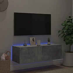 Acheter vidaXL Meuble TV mural avec lumières LED gris béton 100x35x31 cm