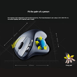 Acheter Universal Souris sans fil trackball Ergonomie Verticale Professionnelle Dessin Laser Souris Win10/8/7 (Noir)