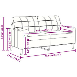 vidaXL Canapé 2 places avec oreillers gris foncé 140 cm velours pas cher