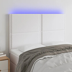 Maison Chic Tête de lit moderne à LED lumineuse pour chambre - Décoration de lit Blanc 144x5x118/128 cm Similicuir -MN68187