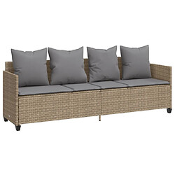 Maison Chic Chaise longue avec coussins, Transats, Bain de Soleil beige résine tressée