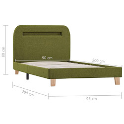 vidaXL Cadre de lit avec LED sans matelas vert tissu 90x200 cm pas cher