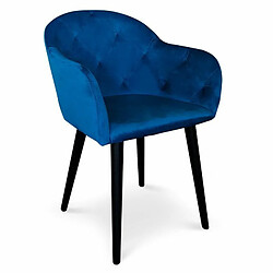 Paris Prix Fauteuil Design en Velours Glany 81cm Bleu