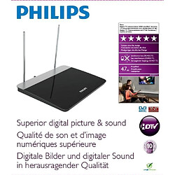 Philips SDV6227 Antenne TV numérique avec amplification de 47 dB HDTV/UHF/VHF/FM Intérieur