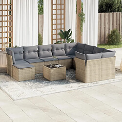 Maison Chic Salon de jardin 11 pcs avec coussins | Ensemble de Table et chaises | Mobilier d'Extérieur beige résine tressée -GKD71374