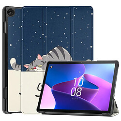 Etui en PU fonction d'éveil/veille automatique avec support pour votre Lenovo Tab M10 (Gen 3) - chat