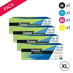 TONER SERVICES Compatible Epson C3800 Pack 4 toners Noir, cyan, magenta et jaune XL 