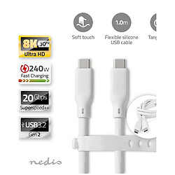 NEDIS Câble USB 3.2 Gen 2 USB-C™ Mâle USB-C™ Mâle 240W 8K 30Hz 20 Gbps 1.00 m Rond Silicone Blanc