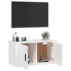 Maison Chic Meuble TV scandinave mural Banc TV suspendu pour salon - Blanc 80x34,5x40 cm -MN17816 pas cher