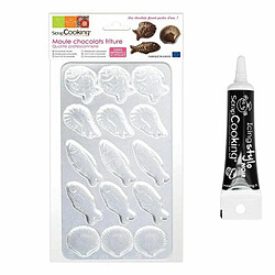 Scrapcooking Moule rigide pour fritures en chocolat + Stylo glaçage noir